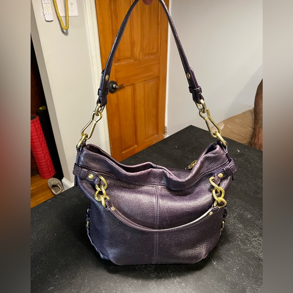 Coach E0920-14142 Brooke Hobo in Eggplant with Brass Hardware - Picture 2 of 9